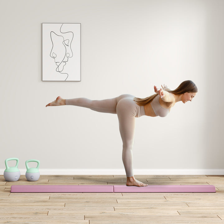 236 cm foldbar balancebom til teenagere 80 kg lyserød