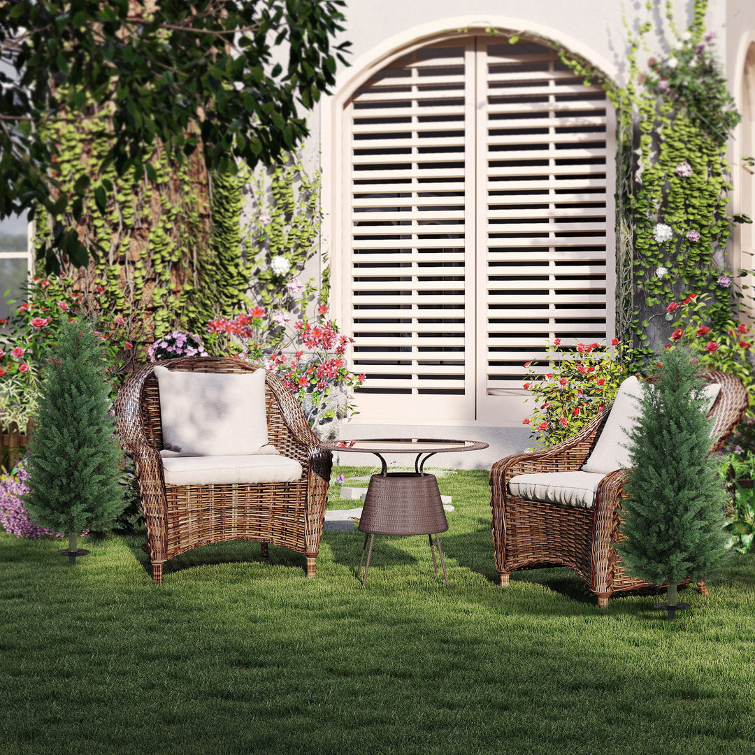 Sæt med 2 kunstige planter, kunstige cypresser med 831 blade hver, alsidige, grønne