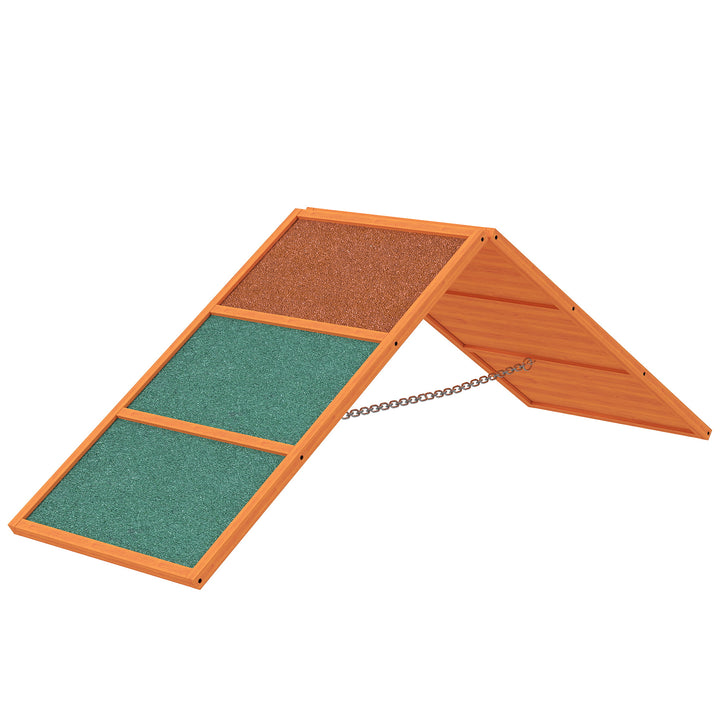 Agility hunderampe, sammenklappelig, justerbar højde, skridsikker, grantræ, op til 40 kg, 173 x 59 x 66 cm, orange/grøn