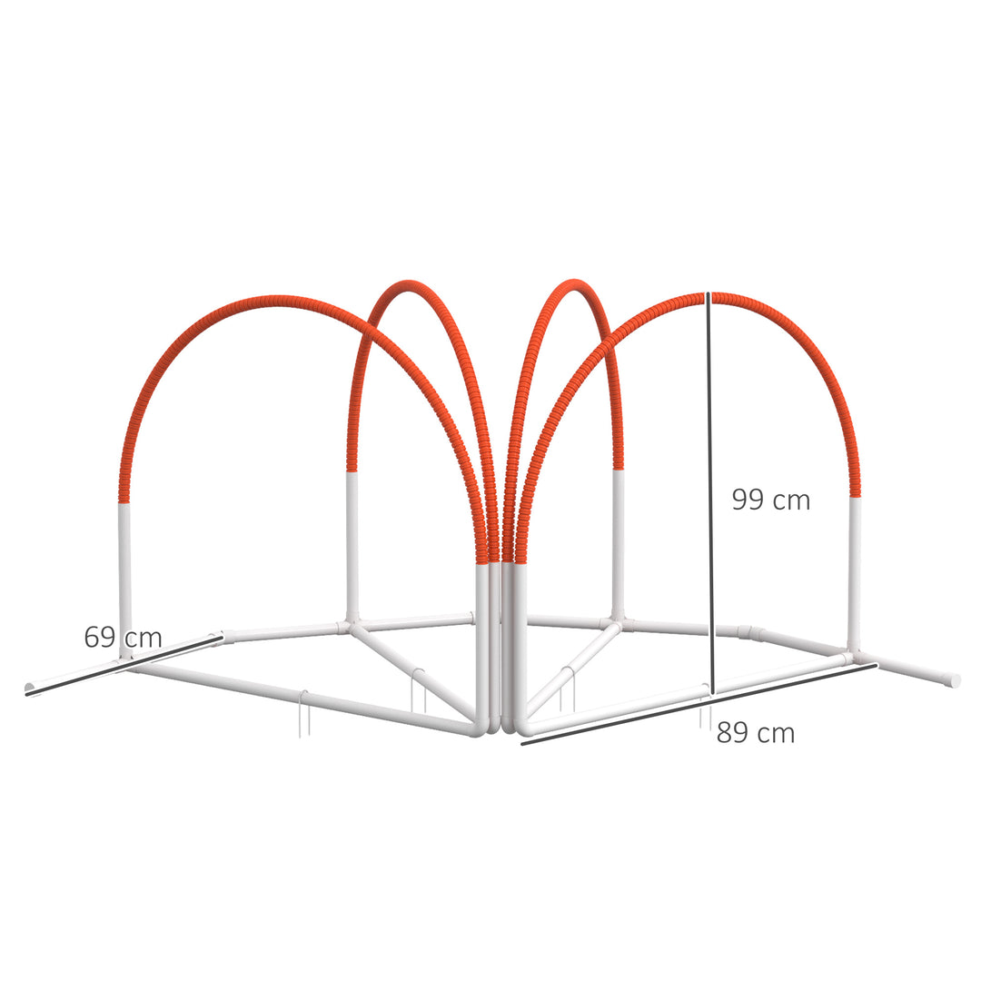 Agilitysæt til hunde, 4 dele, inklusive bæretaske, plastik, 89x69x99 cm, hvid+orange