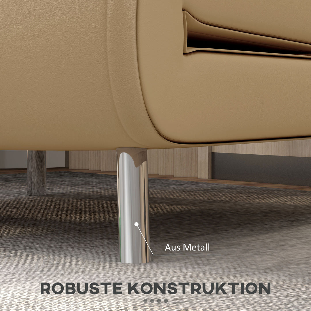 Lænestol med lænefunktion, knapsyninger, linnedlook, 77 cm x 88 cm x 83 cm, brun