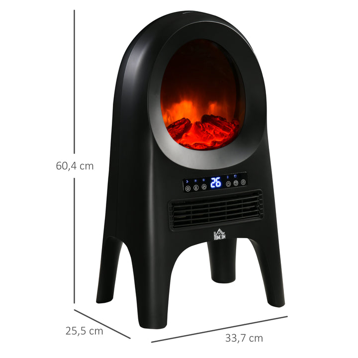 Elvarmer, 3 tilstande, 10-49°c, med fjernbetjening, led-flammer, fritstående, sort, 33,7 x 25,5 x 60,4 cm