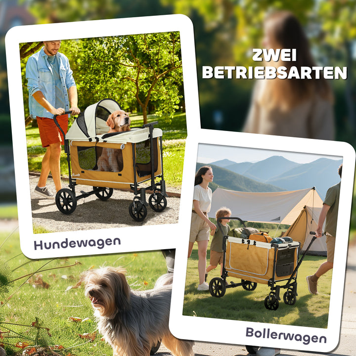 Hundeklapvogn sammenklappelig hundeklapvogn til hunde og katte op til 30 kg 110 x 65 x 102 cm brun