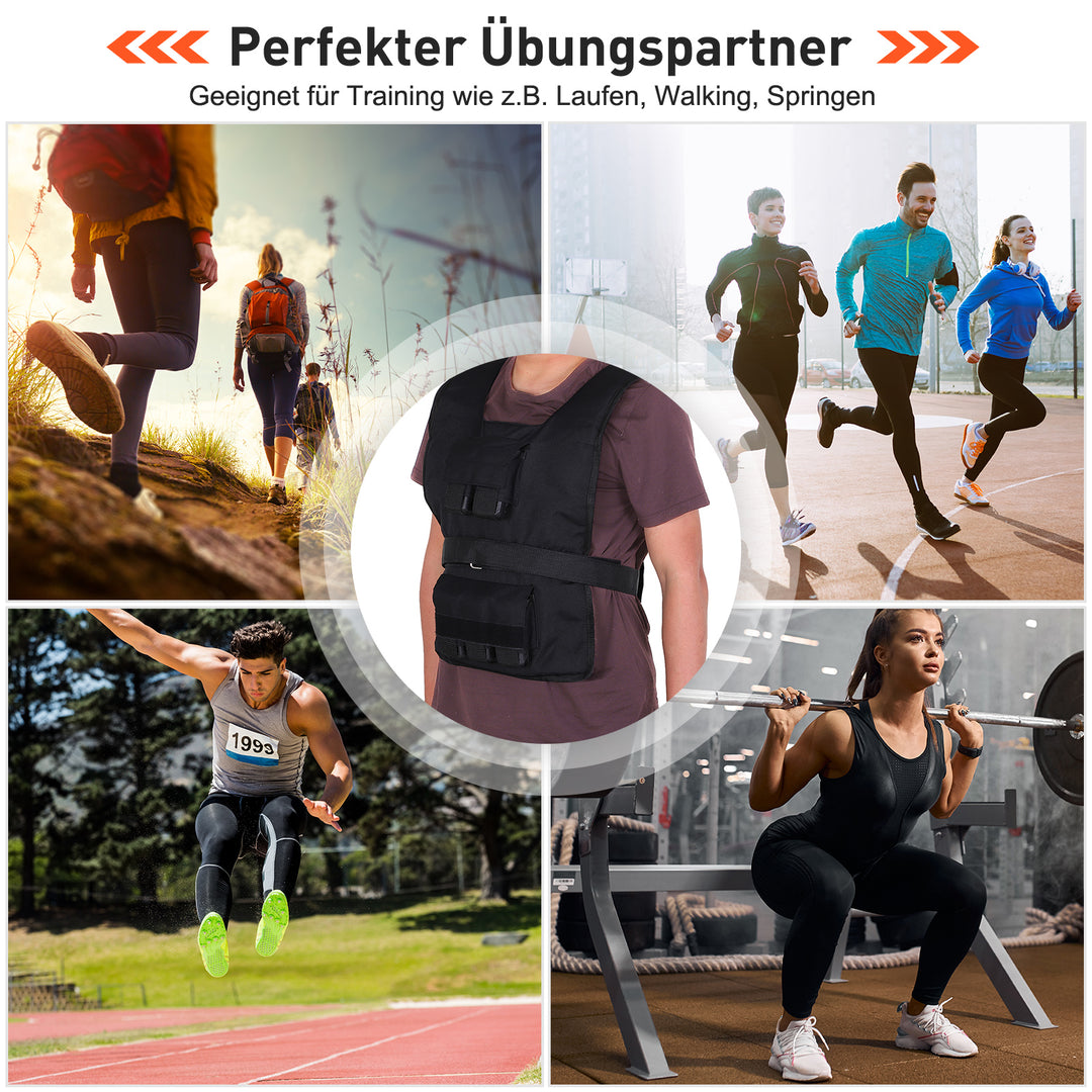 Vægtvest 15 kg / 20 kg / 30 kg justerbar træningsvest med aftagelige vægte Løbevest til kvinder og mænd til muskelopbygning, styrketræning, løb, fitness, crosstraining