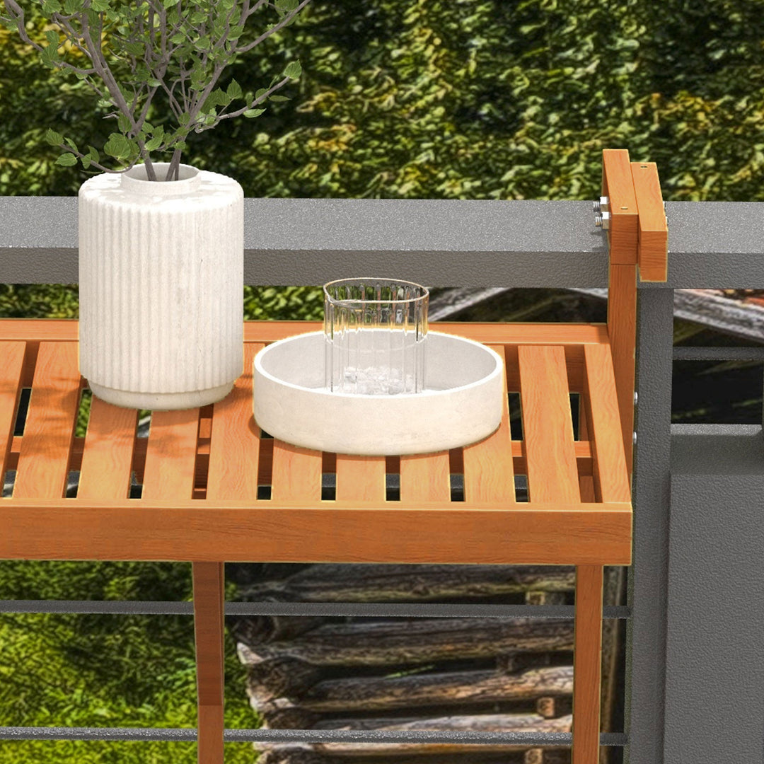 Balkonbord, klapbord, havebord, udendørs klapbord, vejrbestandigt, højdejusterbart, 68 cm x 65 cm x 55 cm, teak