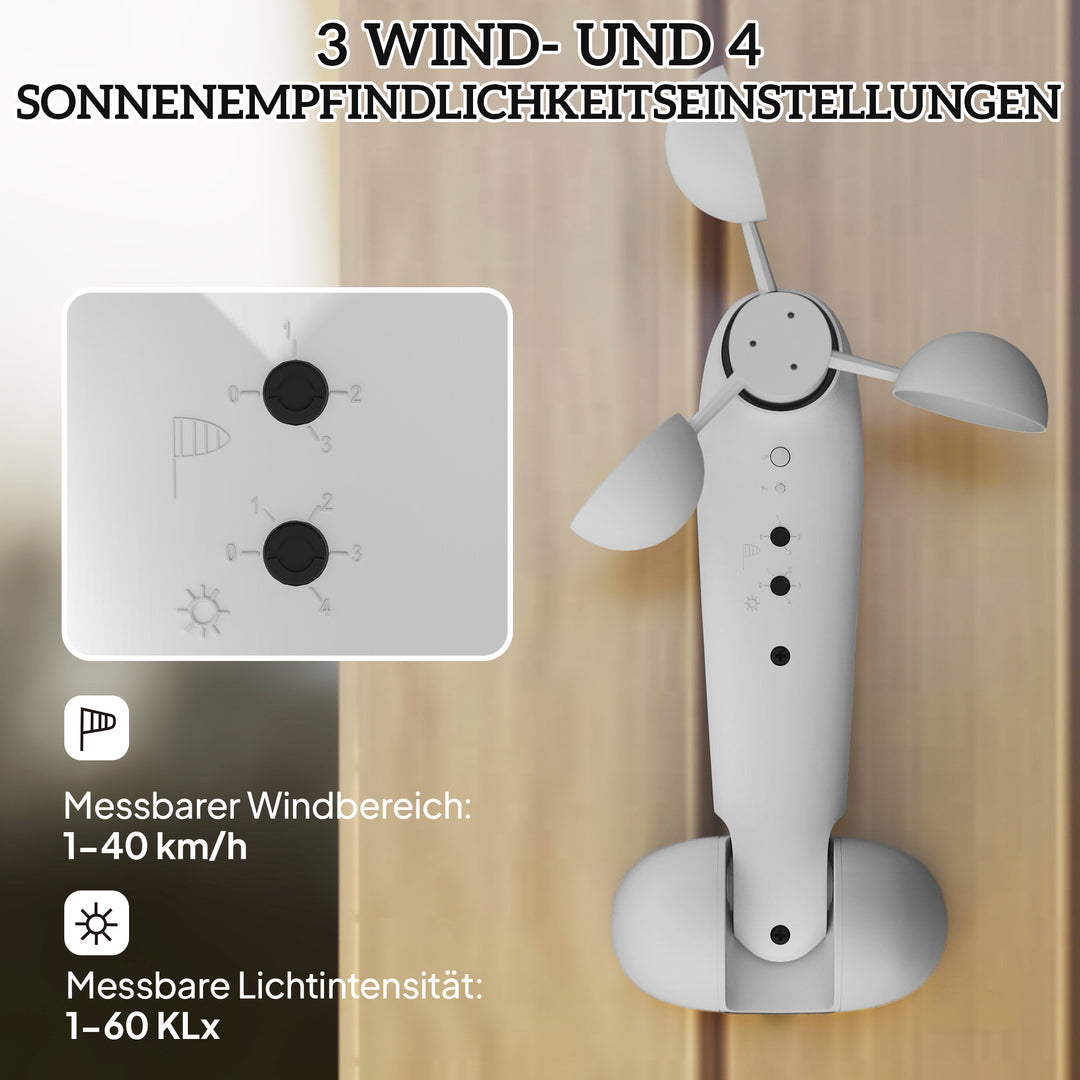 Solsensor elektrisk vindsensor vejrstation udendørs sensor vindmonitor 22 x 11 x 9 cm hvid