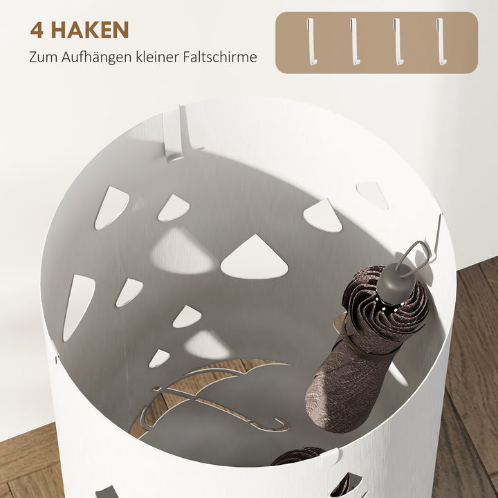 Paraplystativ, stål, søjleformet, aftagelig bundbakke, Ø17 x 41H cm, hvid
