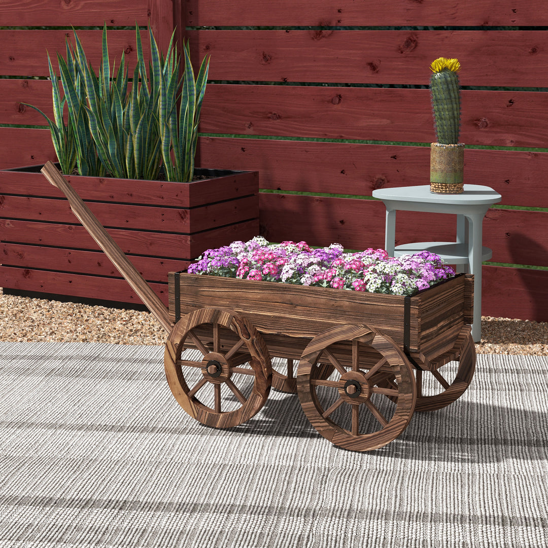 Højbed til træplanter, vejrbestandigt, trillebør, 120 x 41 x 50 cm, brun
