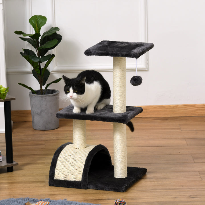 Kradsetræ 72 cm kattetårn med plysbolde, sisalstolper, platform, kradsebræt, kradsetræ i flere niveauer, klatretræ, til mellemstore katte, grå