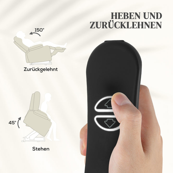 Elektrisk TV-lænestol med løftefunktion, massage, varme, USB-porte, PU, creme