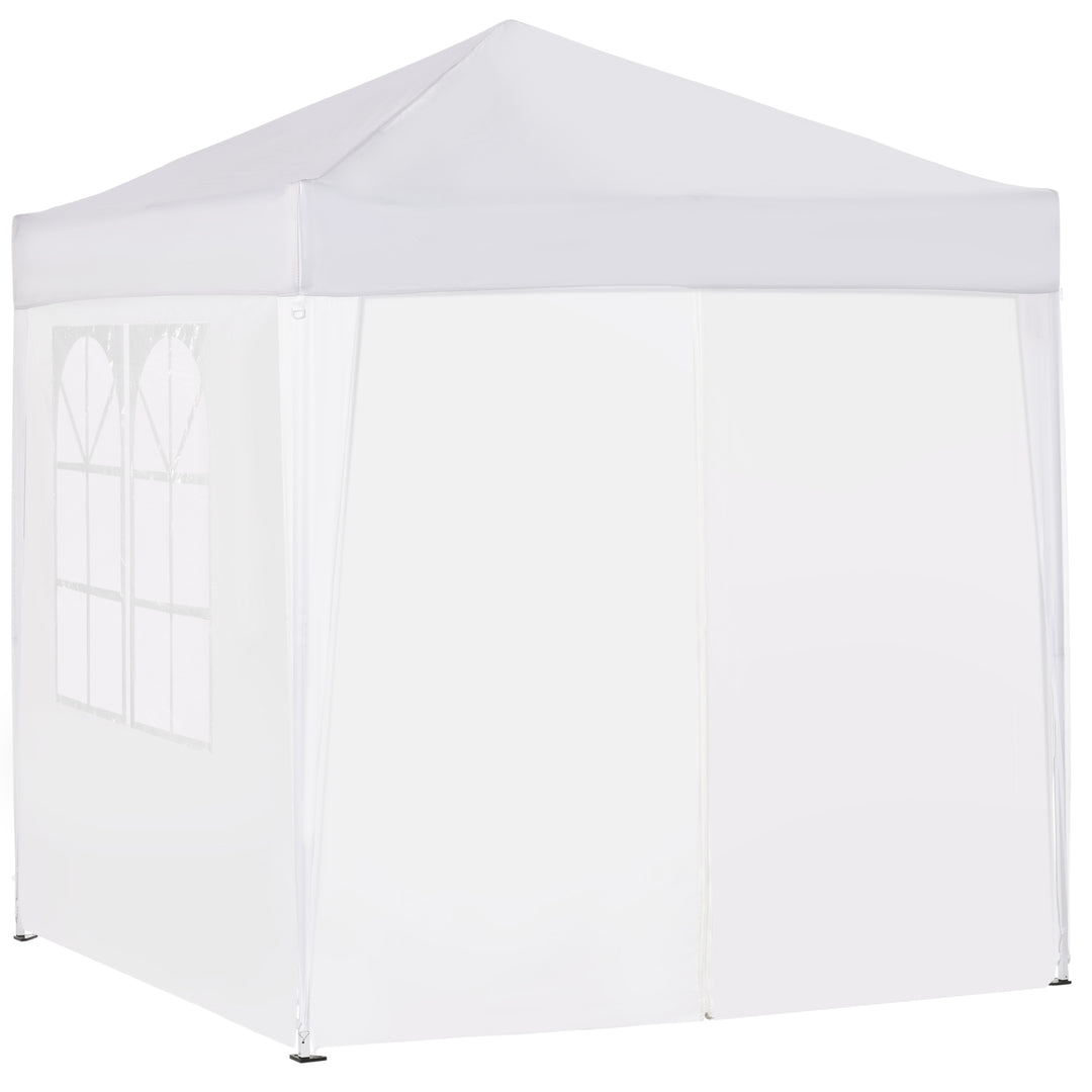 Foldbart pavillon, øltelt, 4 aftagelige sidepaneler, 2 vinduer, metalramme, 2 x 2m, hvid
