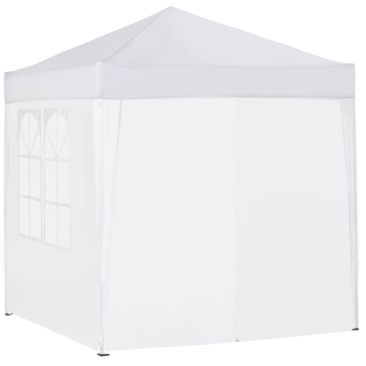 Foldbart pavillon, øltelt, 4 aftagelige sidepaneler, 2 vinduer, metalramme, 2 x 2m, hvid