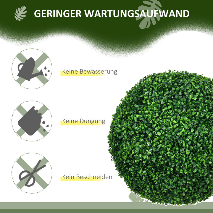 Sæt med 2 buksbomkugler, kunstige planter, stueplanter med UV-beskyttelse, dekorative planter, til indendørs og udendørs brug, grøn