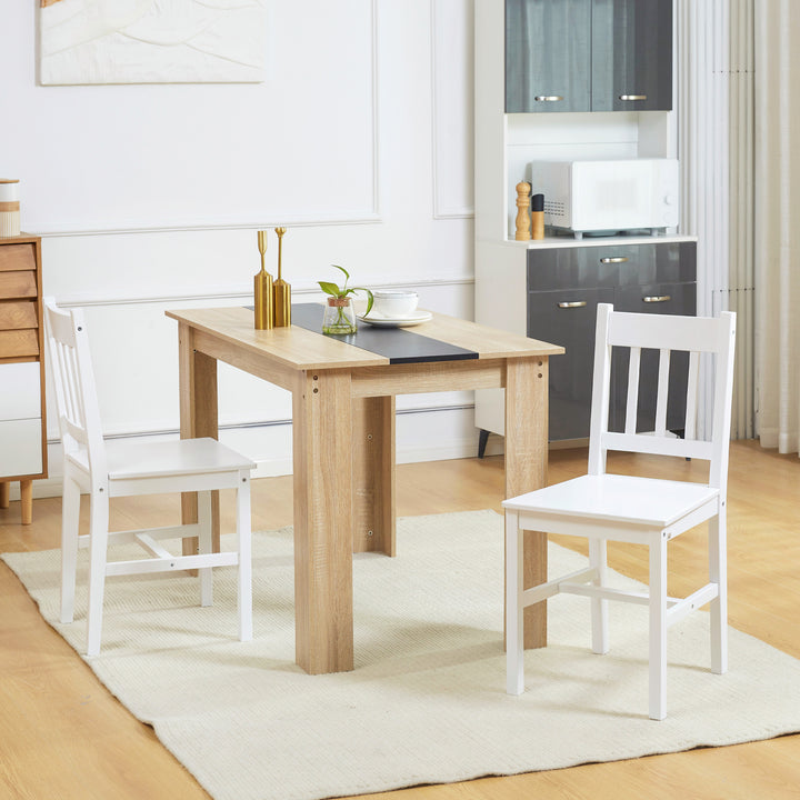 Sæt med 2 spisestuestole, køkkenstole, massivt træ, 41 cm x 46,5 cm x 85,5 cm, hvid