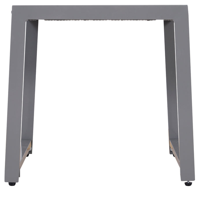 Havebord, havesidebord, havemøbler med hærdet glas, polyrattan + aluminium, grå, 50 x 49,5 x 50 cm