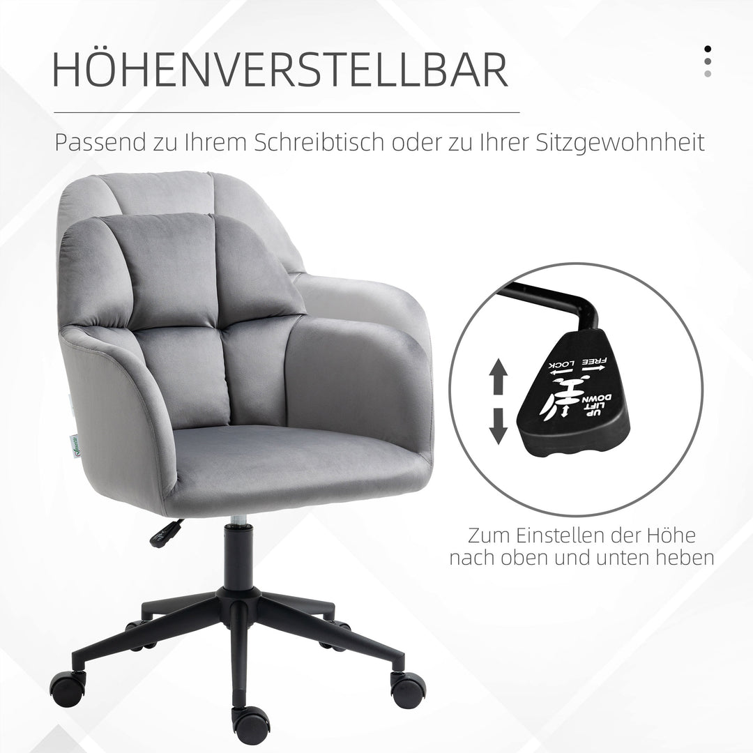 Kontorstol 5 hjul højdejusterbar moderne design 58cm x 58,5cm x 86cm grå