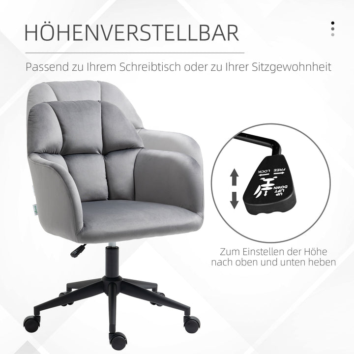 Kontorstol 5 hjul højdejusterbar moderne design 58cm x 58,5cm x 86cm grå