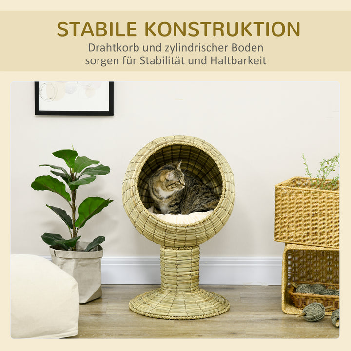 Kattehule af søgræs, 2-delt, fleksibelt positionerbar, 41 cm x 41 cm x 71,5 cm, naturlig