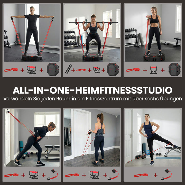 7-i-1 justerbart push-up-bræt med elastikker, hjul, døranker, foldbar