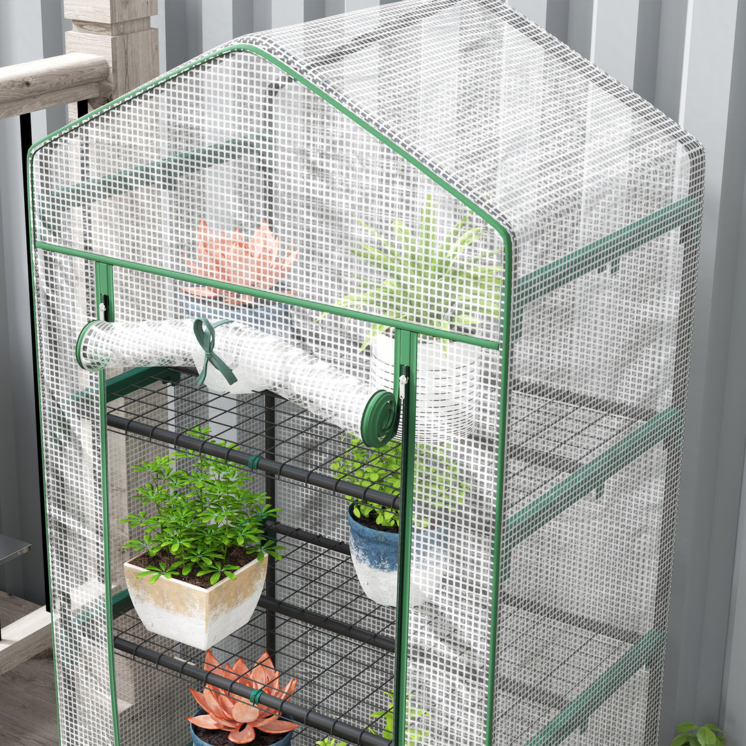 Minidrivhus til blomster eller grøntsager, stål, plastik, 69l x 49b x 193h cm, hvid