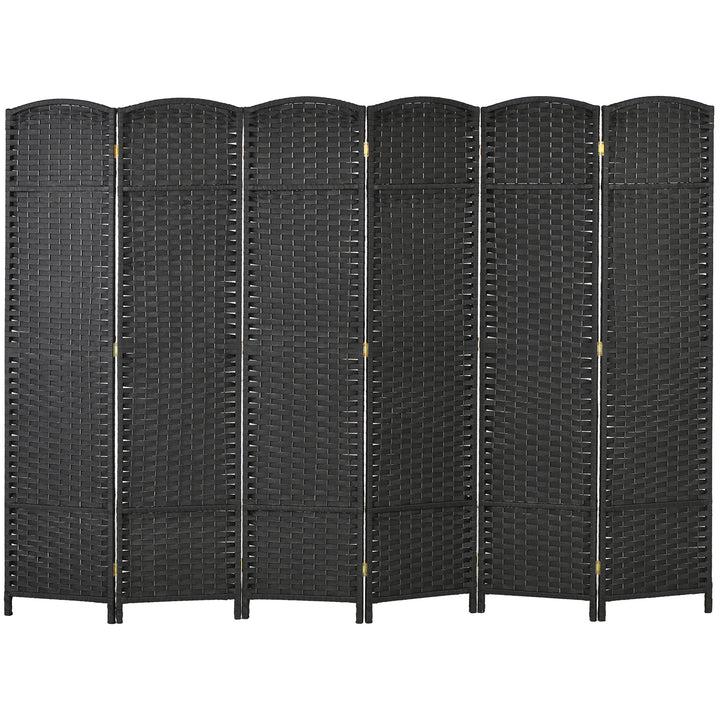 6-Panels rumdeler, foldbar skærm, skærm til stue, soveværelse, hjemmekontor, sort