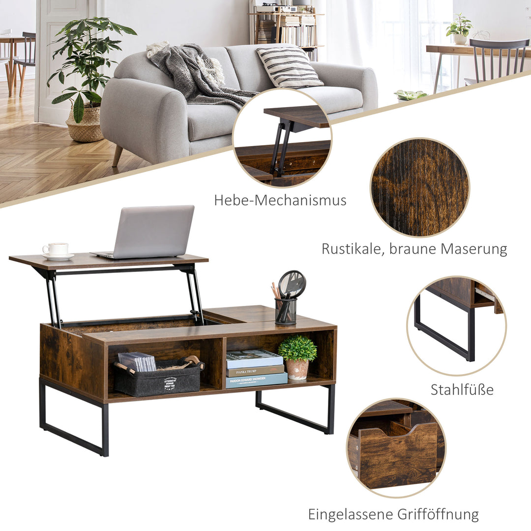 Sofabord stuebord sofabord med højdejusterbar bordplade spånplade brun 100 x 60 x 44 cm