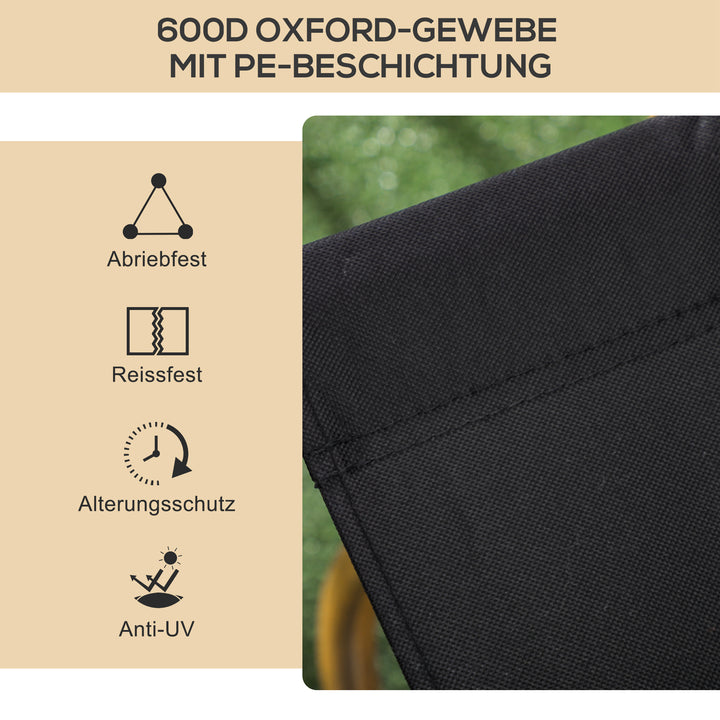 Campingstole, 2 x strandstole, foldbare, stål, trælook, sorte