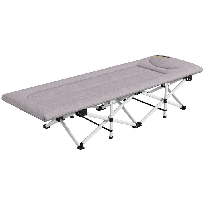 Sammenklappelig campingseng, blød, op til 200 kg, rustfri metalramme, 200 x 65 x 42 cm, grå
