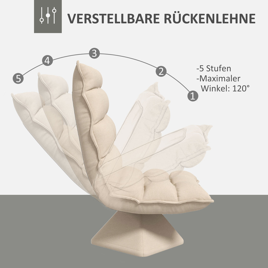Hvilestol med drejefunktion, linnedlook, 62 cm x 70 cm x 95 cm, beige