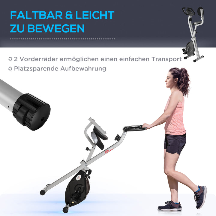 Motionscykel med 8 niveauer justerbar magnetisk modstand højdejusterbar stål sort+grå