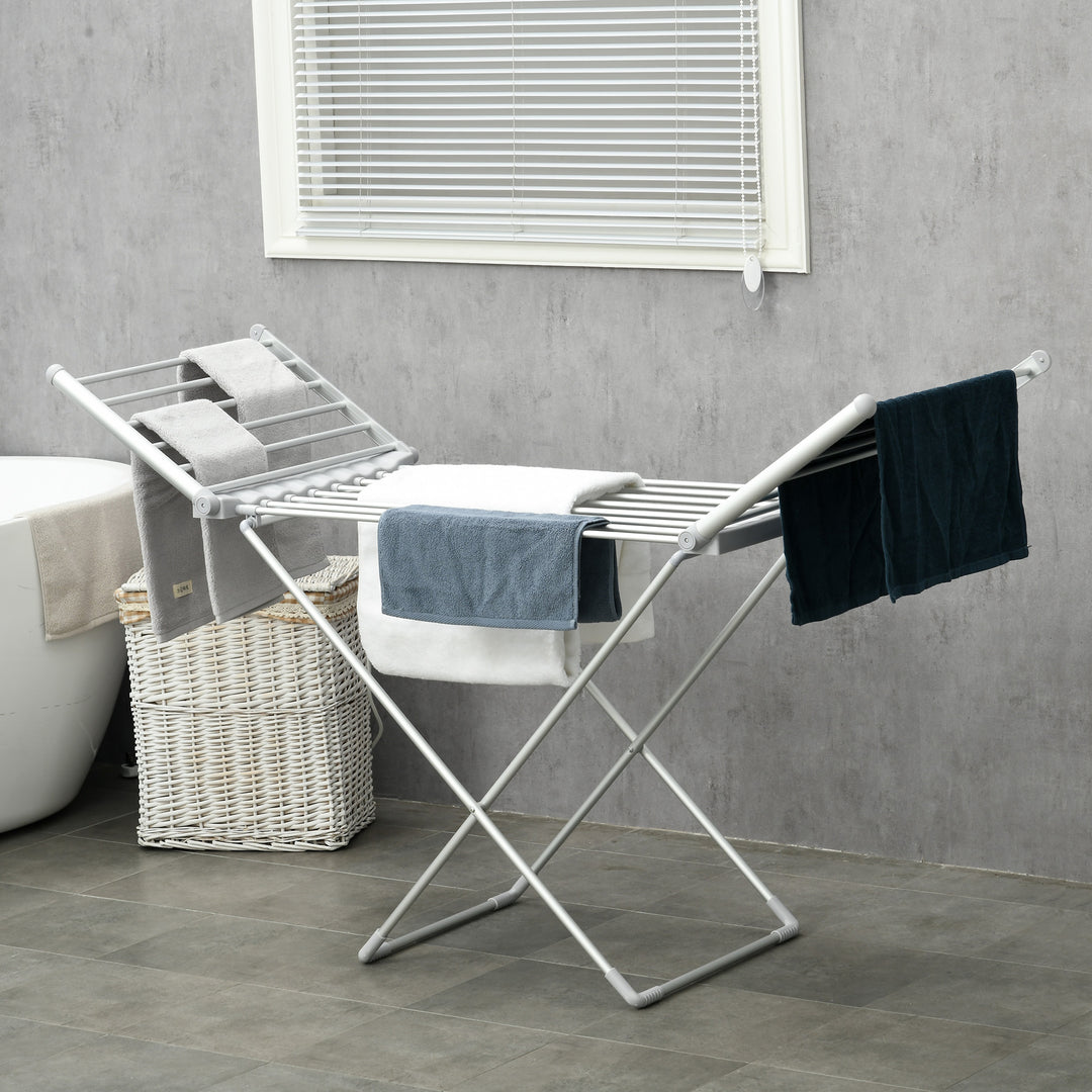 Tørrestativ med varmefunktion, 45-55 tommer, foldbar, 144l x 53b x 96h cm