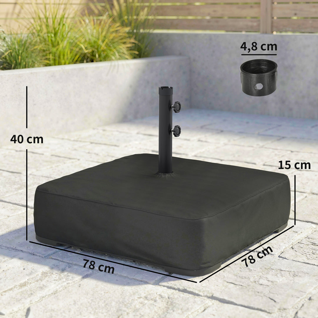 Parasolfod, 80 kg sandfyldning, robust stativ til fritstående parasoller og 48 mm stænger, sort