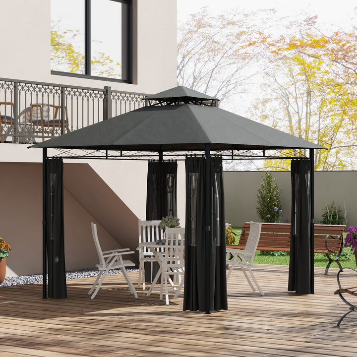 Pavilion partytelt havepavillon, 3 x 3 x 2,88 m, mørkegrå