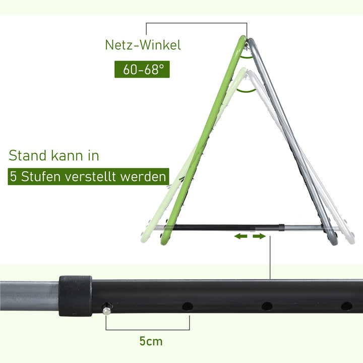 Fodbold-rebounder Kickback-mål Rebound-vægnet til baseball og basketball, dobbeltsidet rebound, justerbar i 5 positioner, metal, grøn og sort, 75 x 75 x 64 cm