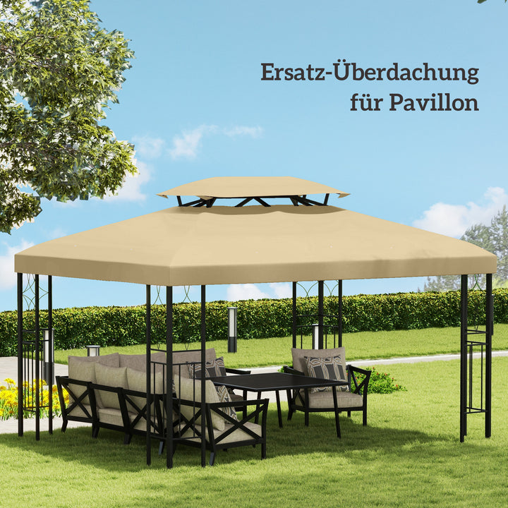 Udskiftningstag til 3 x 4 m pavillon, vandafvisende, dobbelttag pavillontag, beige