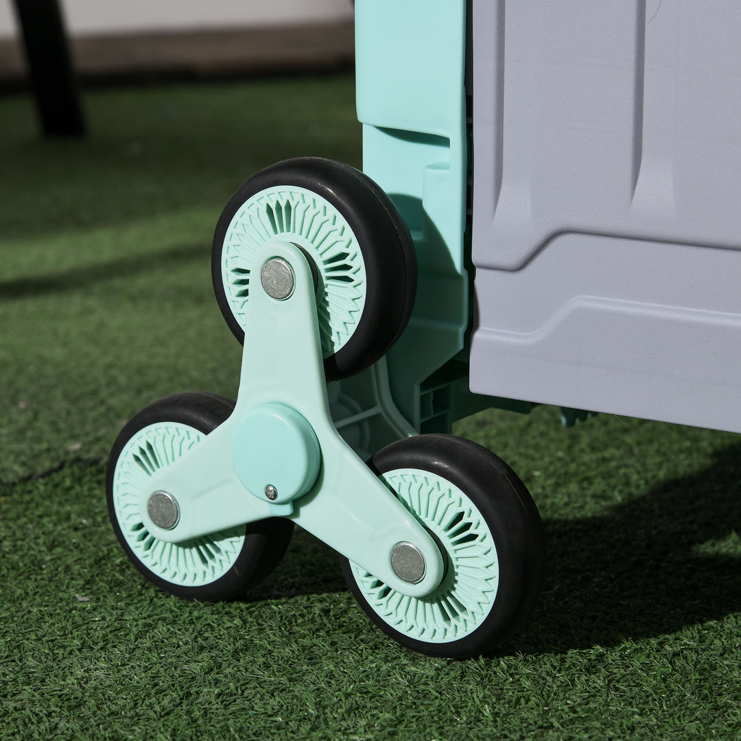 Indkøbsvogn, trappeklatrer, sammenklappelig, teleskophåndtag, belastningskapacitet op til 65 kg, grøn