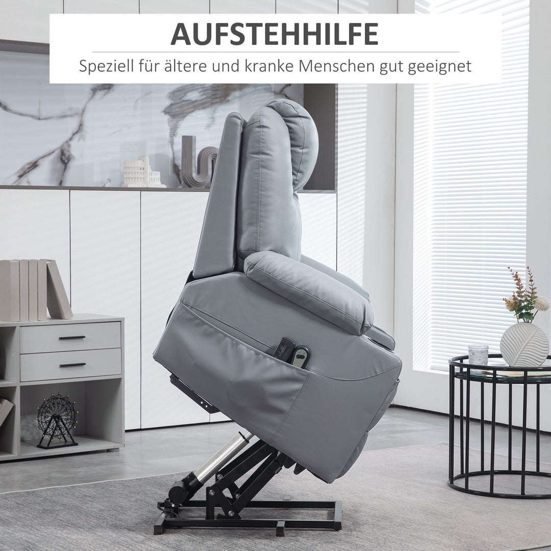 Massagestol stand-up aid seniorstol, 8 massagetilstande, lænelæn, 88 cm x 99 cm x 106 cm, grå