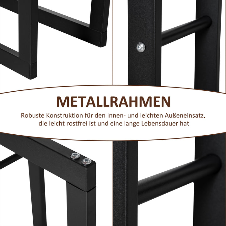 Brændehylde metal 60 x 25 x 100 cm brændehylde stablingshjælp stålramme op til 100 kg brændehylde udendørs brændehylde brændehylde til have terrasse udendørs sort