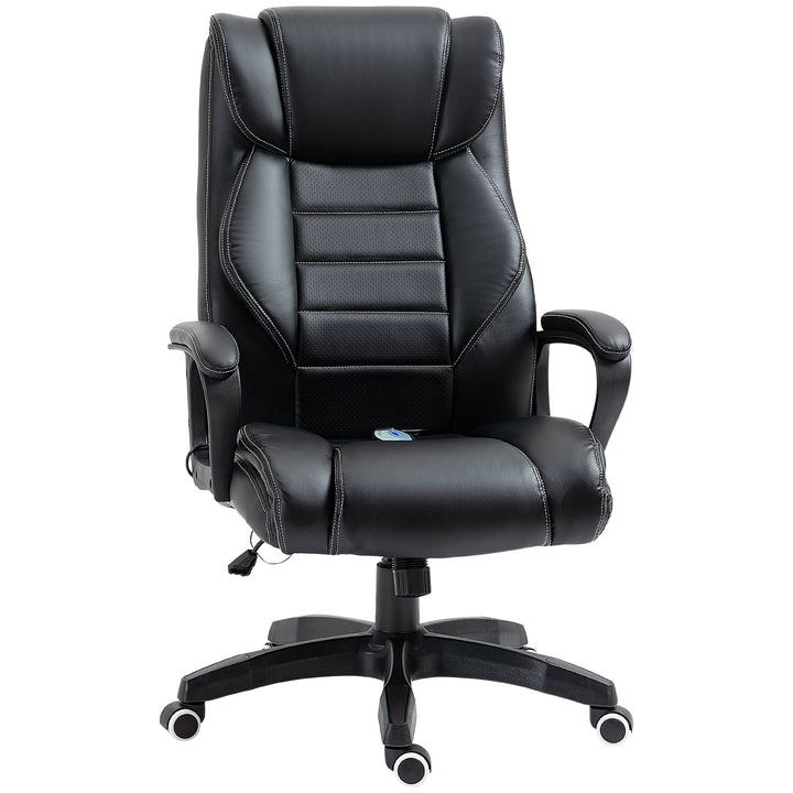 Kontorstol med massage, højdejusterbar lederstol, ergonomisk drejestol, spillestol, computerstol, massagestol, 6 vibrationspunkter, linnedfølelse, justerbar, sort, 66 x 78 x 112-120 cm