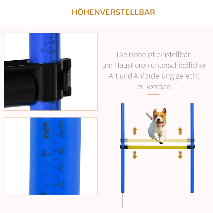 Agility set hunde 5-delt agilityudstyr til hundetræning plug-in-forhindringssæt med hundetunnel 4 slalomstænger højdejusterbare forhindringer pauseboks bæretaske agilitysæt til legetræning