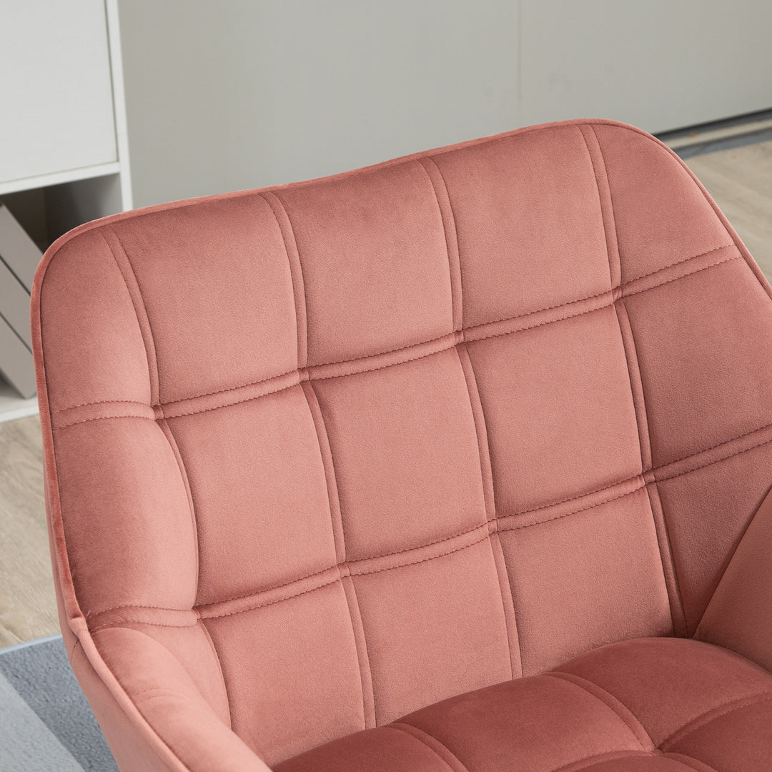 Polstret lænestol, accentstol, skandinavisk design, fløjlslook, op til 120 kg, ben i gummitræ, pink