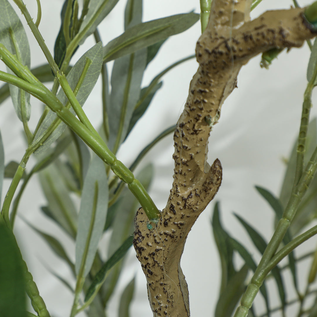 Kunstigt oliventræ, 150 cm, 720 blade, 40 oliven, robust urtepotte, dekorativ plante, grøn