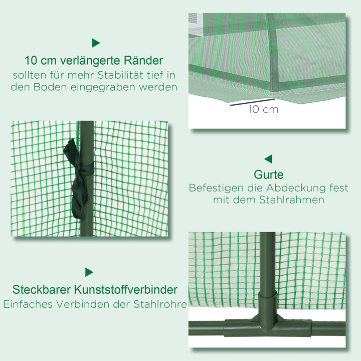 Foliedrivhus, vejrbestandigt, UV-bestandigt, polytunnel, 300 cm x 80 cm x 45 cm, grønt