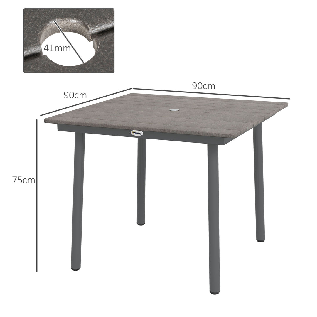 Havebord udendørs spisebord loungebord, vejrbestandig, moderne design, 90 x 90 x 75 cm, mørkegrå