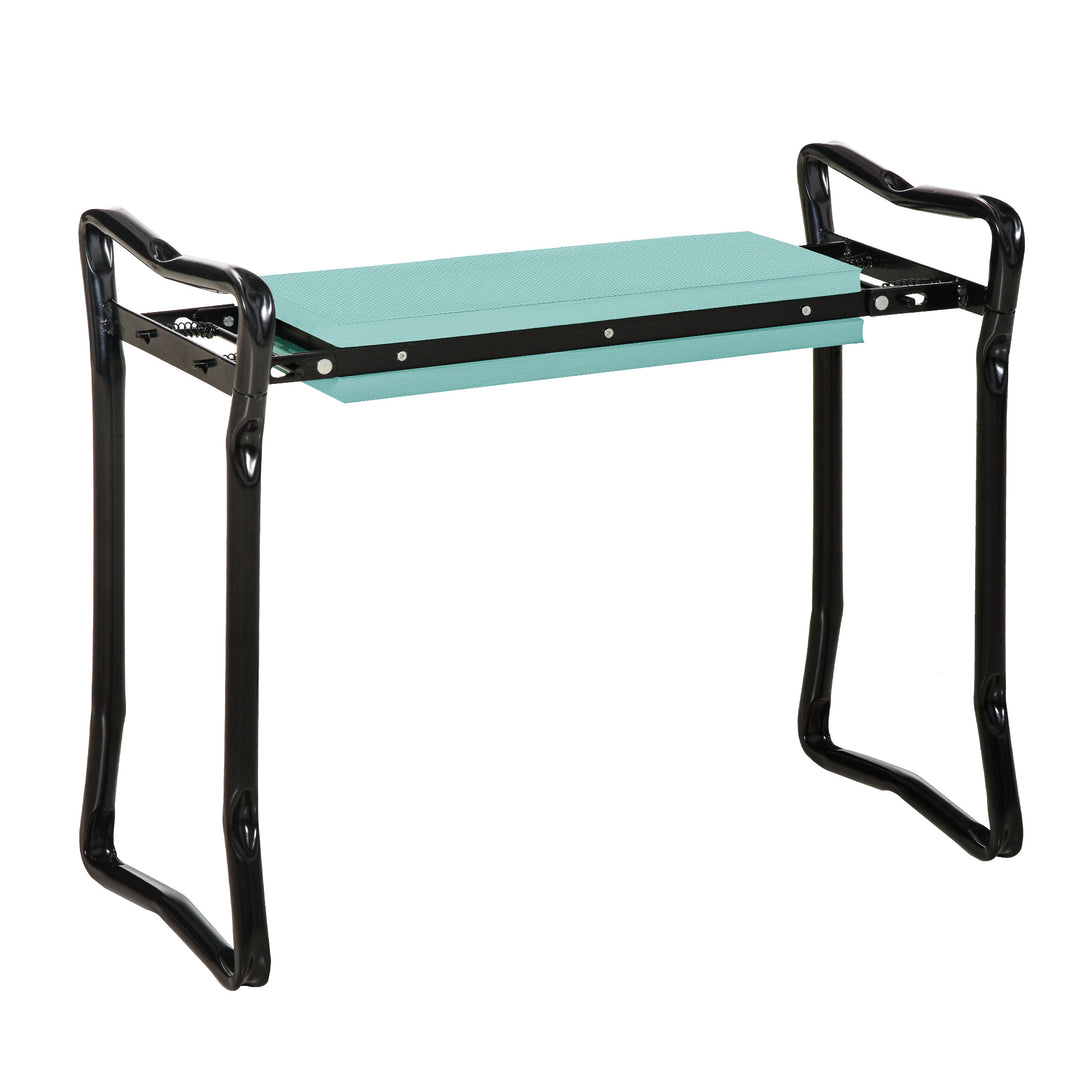 Knæbænk til havearbejde, foldbar haveskammel, havebænk, knæstøtte op til 150 kg, EVA-skum, stål, mørkegrøn, 58 x 28 x 49 cm