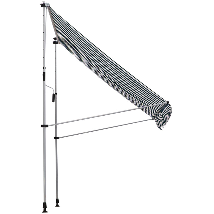 Klemmemarkise med håndsving, højdejusterbar, leddelt armmarkise, smudsafvisende, vejrbestandig, balkonmarkise 150 cm bred, terrassemarkise til terrasse, balkon, veranda, grøn