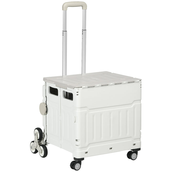 Indkøbsvogn / trolley, sammenklappelig, teleskophåndtag, belastningskapacitet op til 65 kg, hvid