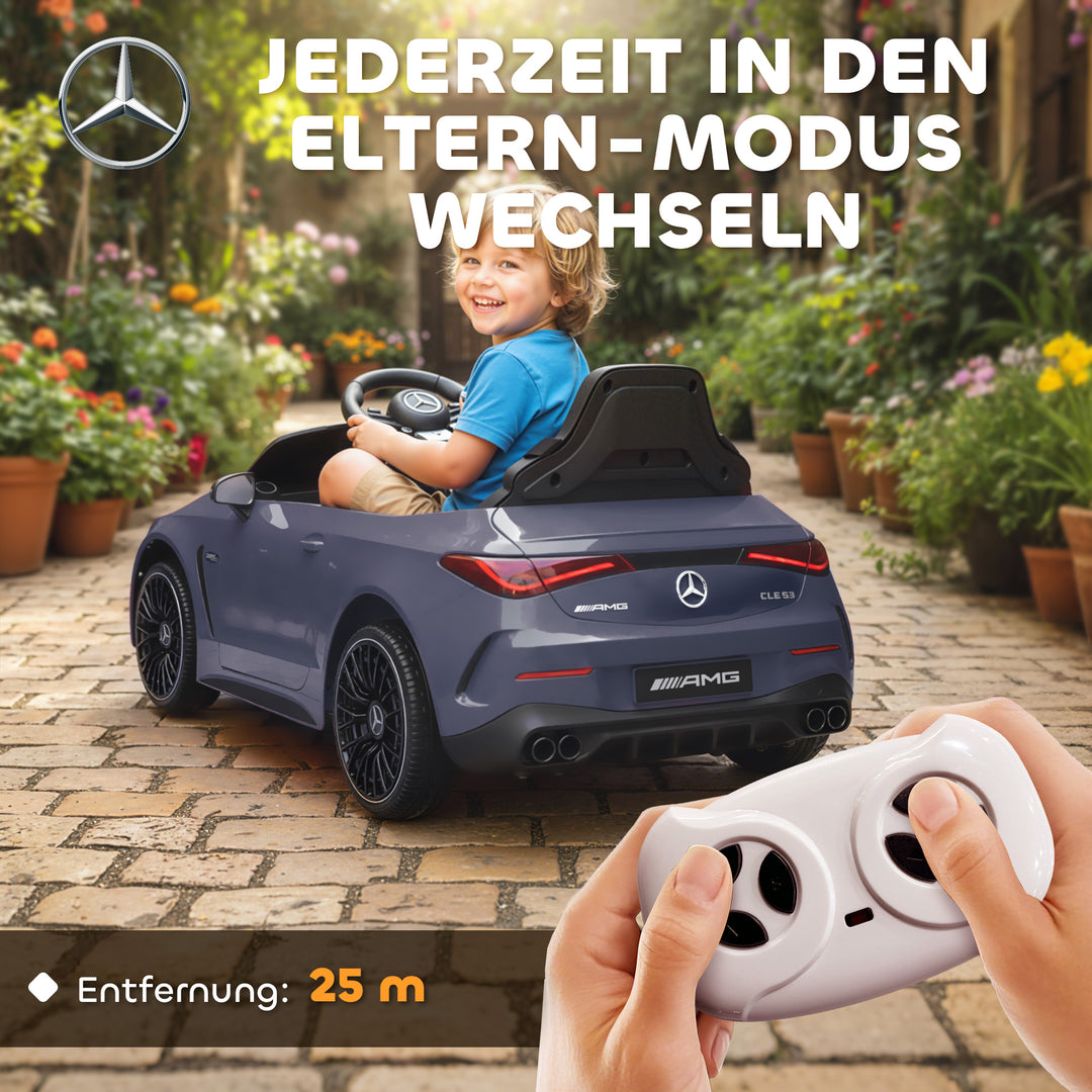 Børne elbil, Mercedes design, 12V motor, fjernbetjening, LED-lys, musik, til børn i alderen 3-6 år, grå