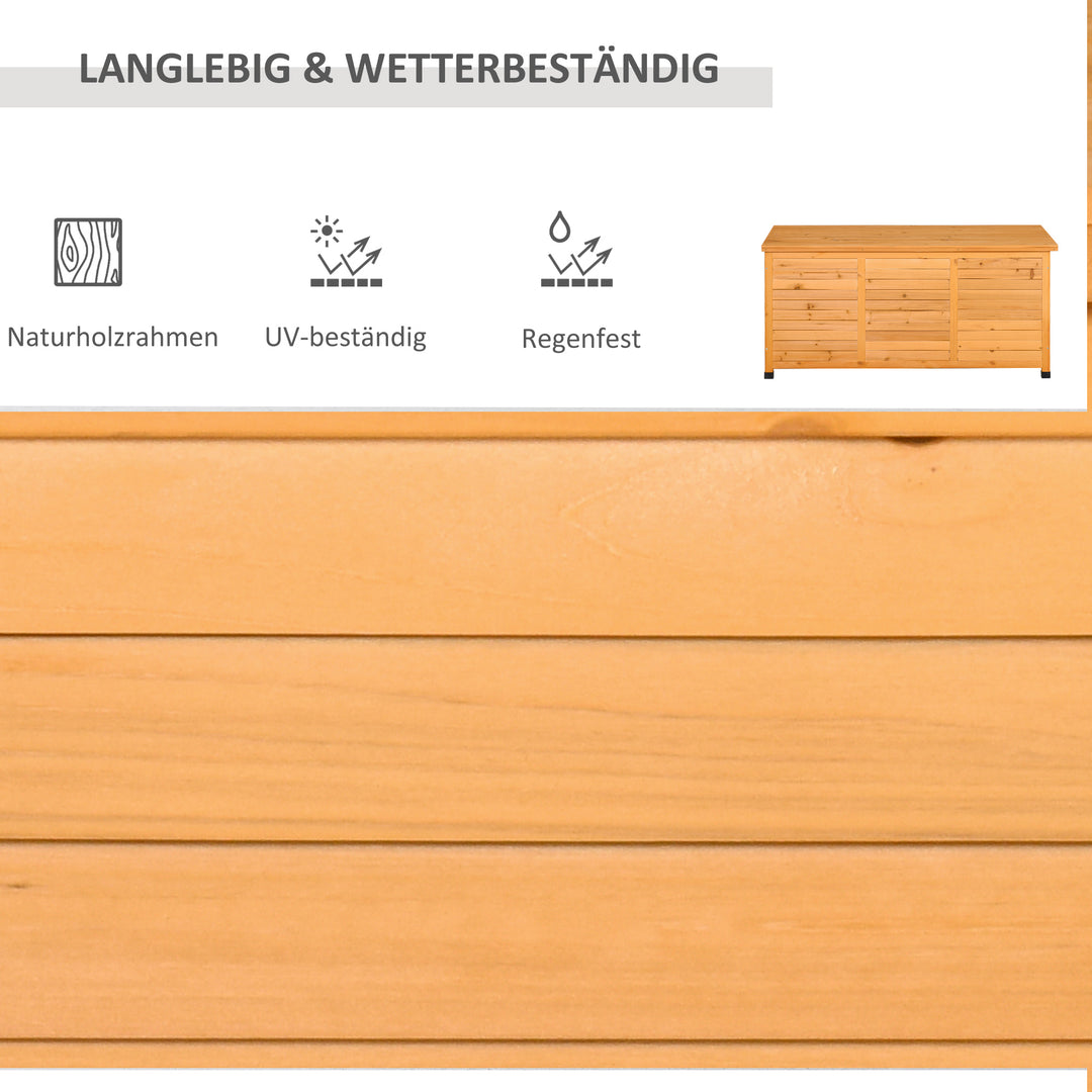 Havekasse, hyndekasse, opbevaringskasse, havekasse, vejrbestandig, massivt træ, 127 x 56 x 60 cm gul