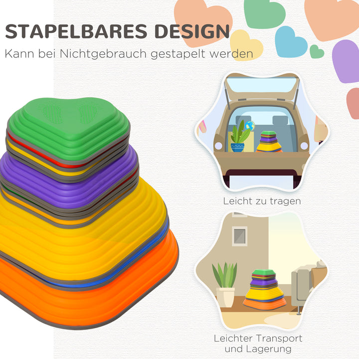 Balance stepping stones, sæt med 11, stabelbare og letvægts, skridsikre, til indendørs/udendørs